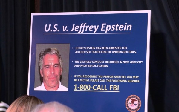 Southern District of New York press conference with charges against Jeffrey Epstein of sex trafficking between the years of 2002 and 2005 with underage minors. During seizure they found thousands of photos of nudes, FBI announces 800 number to victims. Geoffrey S. Berman, the United States Attorney for the Southern District of New York, William F. Sweeney Jr., the Assistant Director in Charge of the New York Field Office of the Federal Bureau of Investigation.