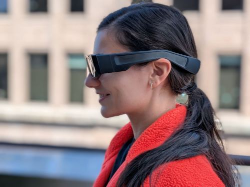 woman wearing Snap Spectacles